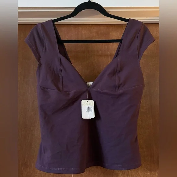 Intimatley Free People V-Neck Cap Sleeve Top - Picture 2 of 7